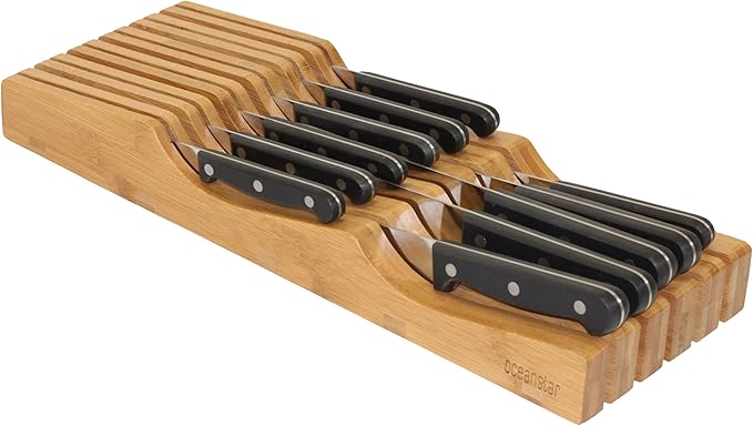 Oceanstar In-Drawer Bamboo Knife Organizer