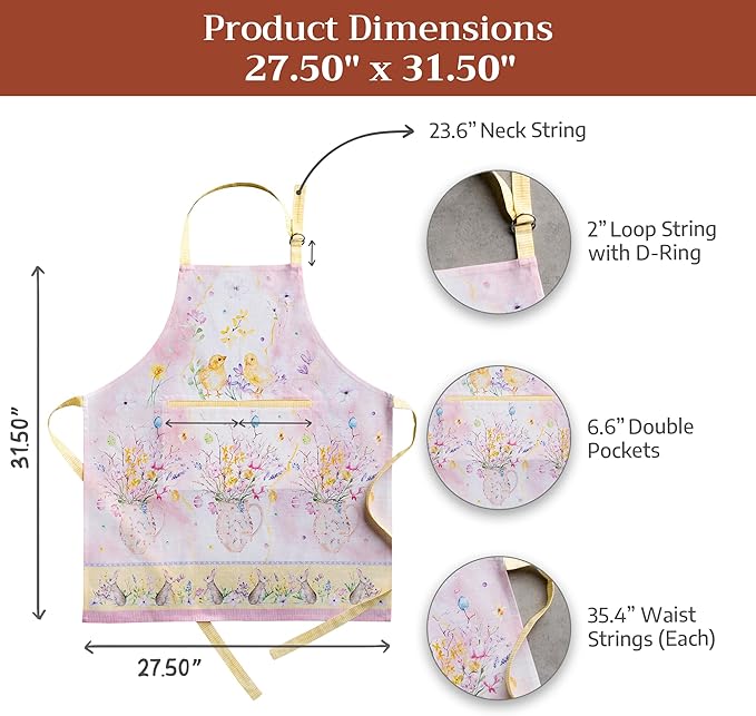 Maison d' Hermine 100% Cotton Apron for women with Pocket Kitchen Chef Apron for Men Cooking Mothers Day Gifts