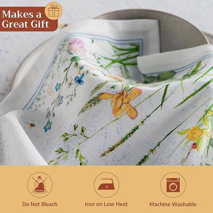 Maison d' Hermine Cloth Napkins Set of 6 100% Cotton Everyday Reusable Square Napkins Cloth Washable Dinner Party Wedding Restaurant Gifts for Mothers Day Spring/Summer (Fleurs De Mai, 20" x 20")