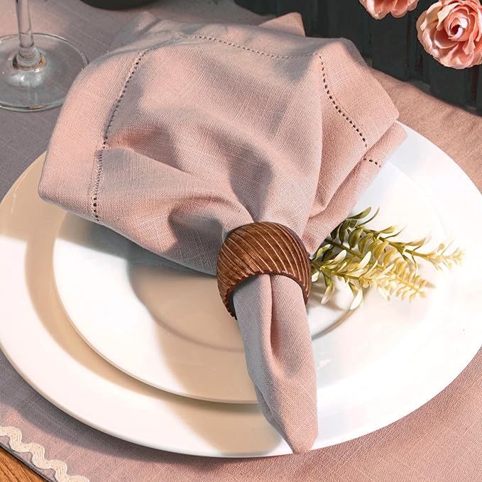 FINGERCRAFT Cloth Napkin Hemstitched 20x20 Inch Generous Picot Hem, Mitred Corner, Everyday Use Premium Quality High GSM and Good Absorbency Set of 12 Easter Color Pink