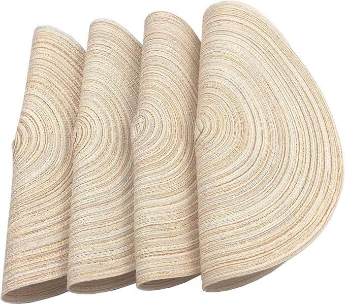 Placemats,Round Placemats for Dining Table Set of 4, Woven Kitchen Table Mats Diameter 15 inch (Beige, 4)