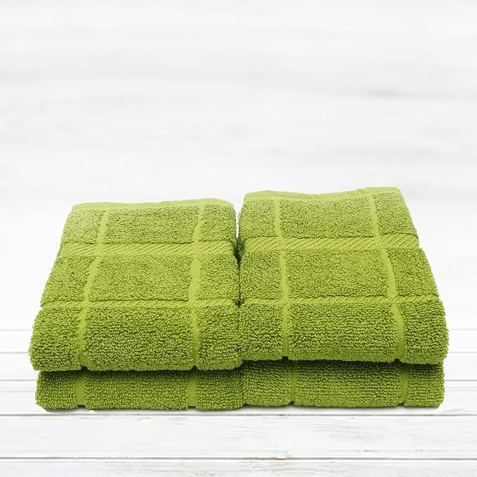 100% Cotton Terry Dish Towels, 4 Pack Plain, 16 x26 Inches, Super Soft and Absorbent Kitchen Towels, Perfect for Kitchen Cleaning and Dish Washing | Green