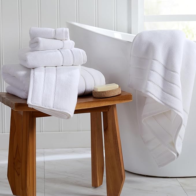 Springtree Home Luxury Turkish Cotton Bath Towels Set | 100% Turkish Cotton | Premium Bath Towels | Ultra Soft Thick Plush & Highly Absorbent | Luxury Hotel & Spa Bathroom Towels | Alpine White