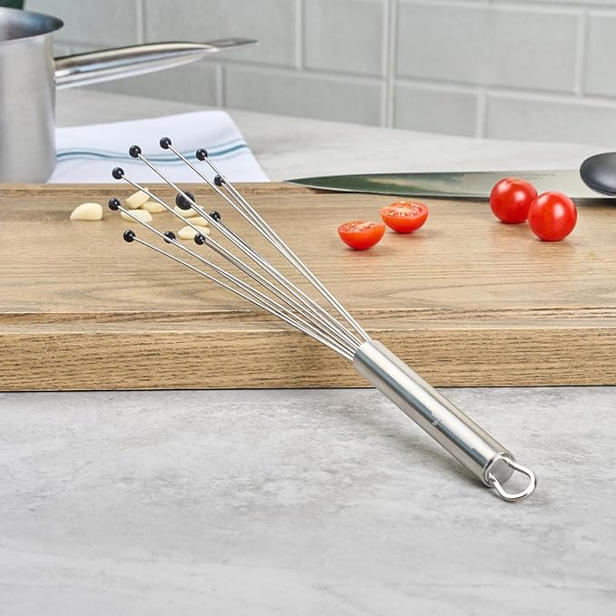 Restaurantware 12.5 in Stainless Steel Ball Whisk with Silicone Tips - 24 Pack - German Standard Sauce & Gravy Whisk, Non-Scratch, Dishwasher Safe - Non-Stick Safe Silicone Ball Whisk for Baking