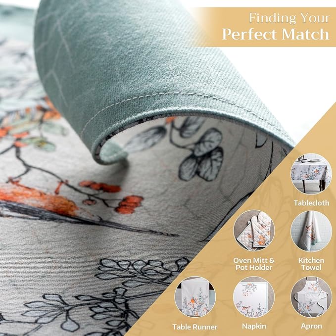 Maison d' Hermine Placemats Set of 4 100% Cotton Washable Cloth Place Mats, Reusable Table Mats for Thanksgiving Christmas Decorations Kitchen Dining Party Wedding (Whitish Shabby Chique, 13" x 19")