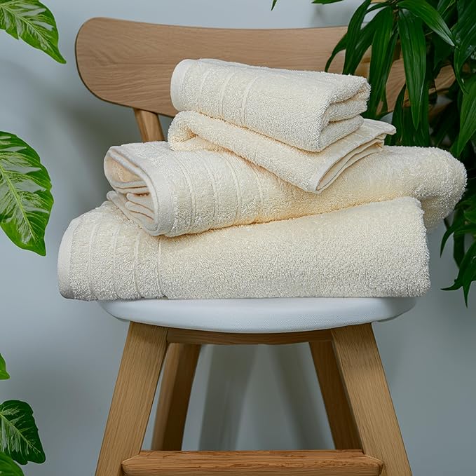 Tens Towels Pack of 8 Towels Set, 2 Extra Large Bath, 2 Hand, 4 Washcloths, 100% Cotton, Lighter Weight, Quicker to Dry, Super Absorbent, Perfect for Bathroom, Cream