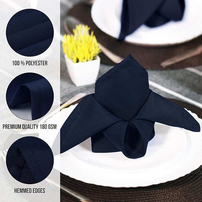 Utopia Home Navy Blue Cloth Napkins (12 Pack, 17x17 Inches), Ideal Dinner Napkins for Party, Wedding and Lunch/Dinner