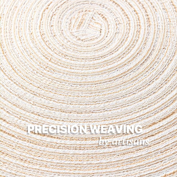 Round Placemats Set of 4 Woven Placemats Washable Braided Table Mats for Dining Table Heat Resistant Non-Slip Circle Place Mats(Cream)