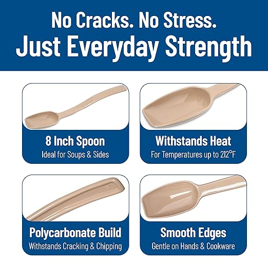 Carlisle FoodService Products Plastic Solid Spoon, 9 Inches, Beige, (Pack of 12)