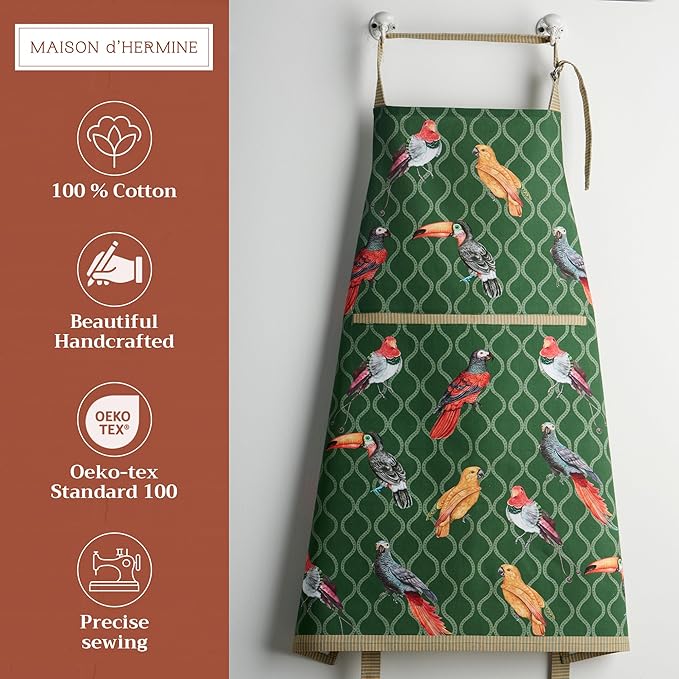 Maison d' Hermine 100% Cotton Apron for women with Pocket Kitchen Chef Apron for Men Cooking Mothers Day Gifts