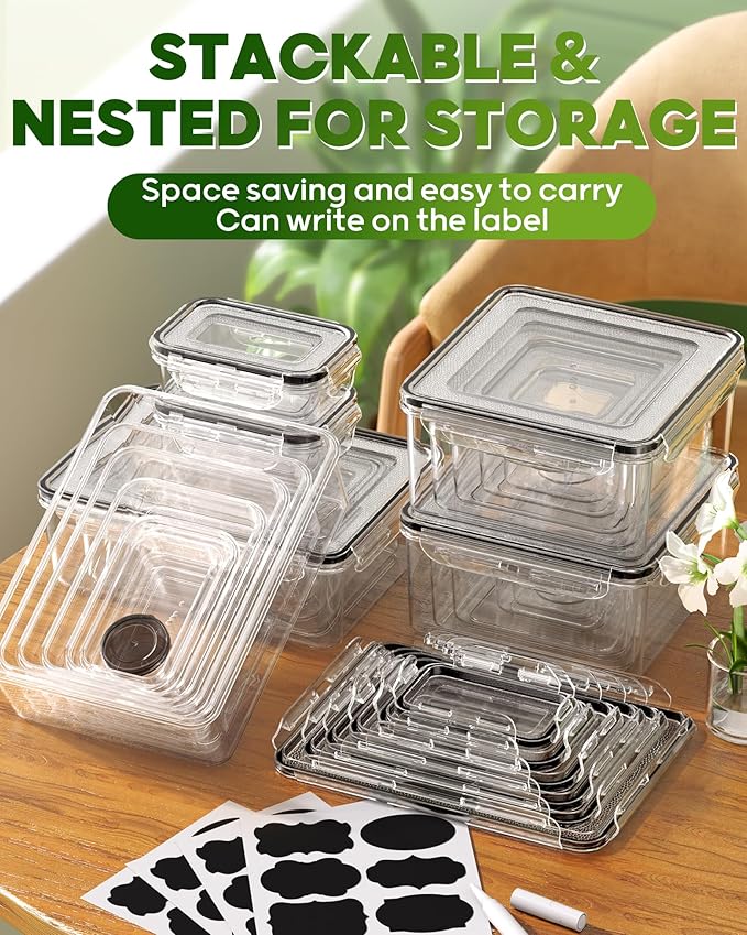 KEMETHY 70 PCS Food Storage Containers with Lids(35 Containers & 35 Lids), BPA-Free Plastic Food Containers for Kitchen Storage, Leak Proof, Reusable Meal Prep Containers with Labels & Pen