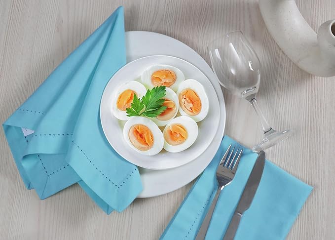 Cotton Cloth Napkins Set of 12, 18x18 Cotton Napkin Cloth Washable, Soft, Reusable Napkins for Wedding, Parties, Christmas, Thanksgiving, Everyday Use (Light Blue)