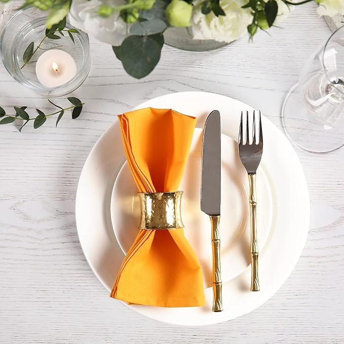 Hemmed Edge Cloth Dinner Napkins Set of 4 18x18 Inches - Mustard, Soft Decorative Premium Dinning Table Linen Napkin Ideal for Kitchen, Spring, Easter | Washable Polyester Fibre Napkin for Home Décor