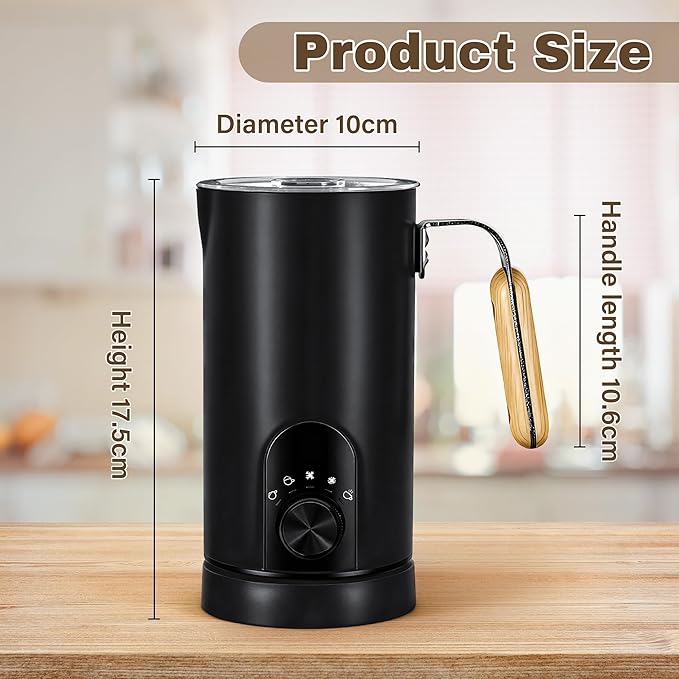 2026 Upgraded Milk Frother and Steamer, 19.9 OZ Detachable Milk Frother for Coffee with Temperature Display, 5 in 1 Large Capacity Automatic Warm and Cold Foam Maker for Coffee, Latte, Cappuccino