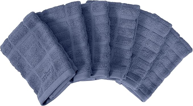 All-Clad Premium Solid Dish Cloth Set: Highly Absorbent, Super Soft 100% Turkish Cotton Terry Looped, 13" x 14" Dish Towels for Cleaning & Drying Dishes, Pans, Glassware, Counters, 6-Pack, Indigo