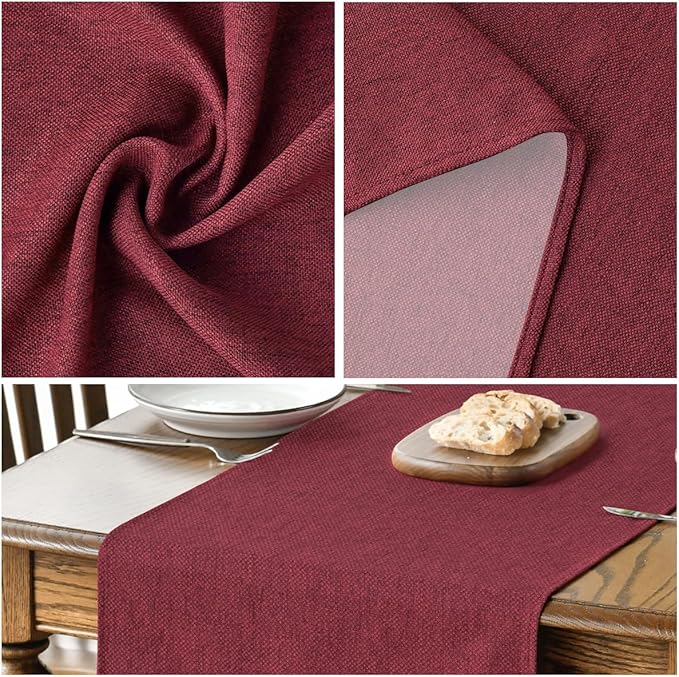 Artoid Mode Dark Red Table Runner, Seasonal Christmas Valentine's Washable Kitchen Dining Table Decoration for Home Party Decor 13x108 Inch