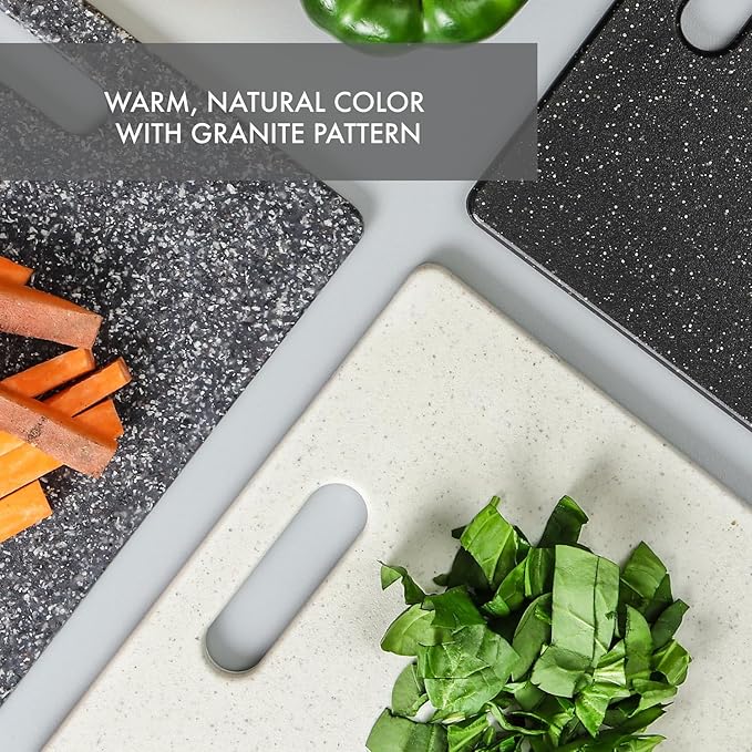 Dexas Superboard Cutting Board with Handle 8.5 x 11 inch Oatmeal Granite, Compact Kitchen Prep Board, Dishwasher Safe, Non-Porous Poly Surface, Made in USA