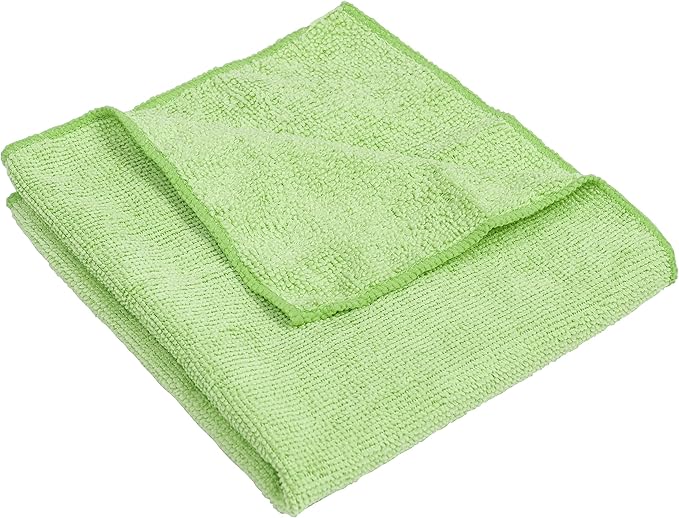 Quickie Cleaning 32-Pack Microfiber Cleaning Cloth 14"x14" inch Green All-Purpose Towel/Wiper for Multi-Purpose Indoor/Outdoor Cleaning/Dusting/Polishing on Kitchen/Bathroom/Auto Surfaces