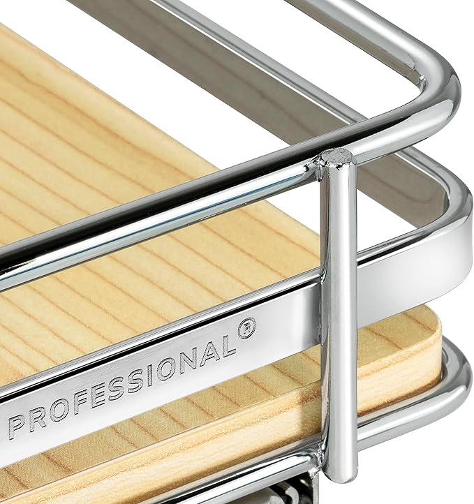 LYNK PROFESSIONAL® Élite™ Pull Out Spice Organization for Cabinets - 4-3/8 inch Wide – Spice Rack for Inside Cabinets – Wood/Chrome - Sliding Spice Rack Organizer for cabinet – Spice Rack - 1 Tier