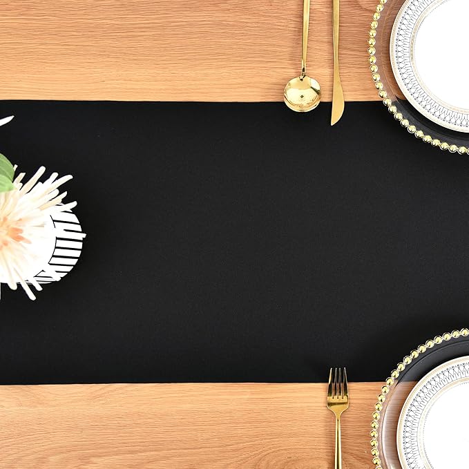 Farmhouse Black Table Runner Dining Table Runners 60 Inches Long Coffee Table Runner for Dresser Living Room Bedroom Holiday Party Banquet 12X60 Inch