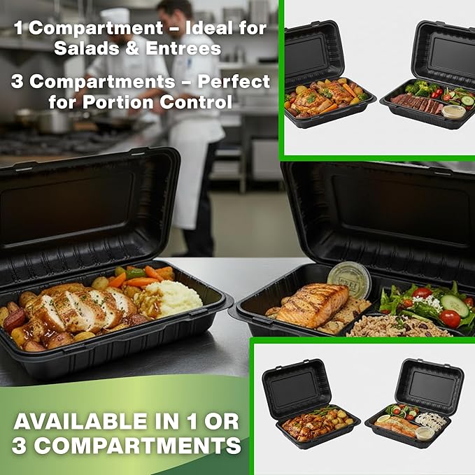 MFPP Hinged Container, Black, 9" x 6", 200pc