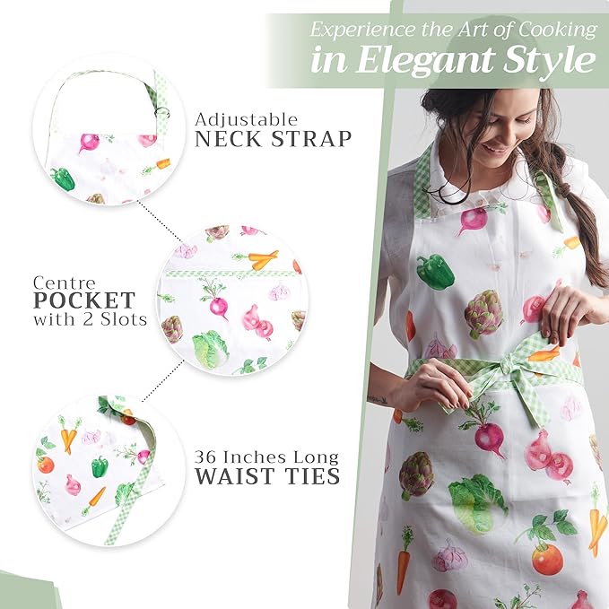 Maison d' Hermine 100% Cotton Apron for women with Pocket Kitchen Chef Apron for Men Cooking Mothers Day Gifts
