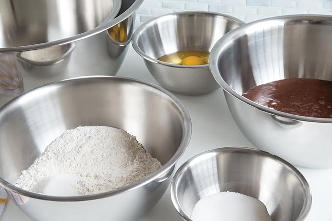 Fox Run 6-Piece Nesting Stainless Steel Polished Mirror Finish Mixing Bowls Set, 0.5, 1.25, 2.75, 4.25, 6.25 and 10.75 Quart