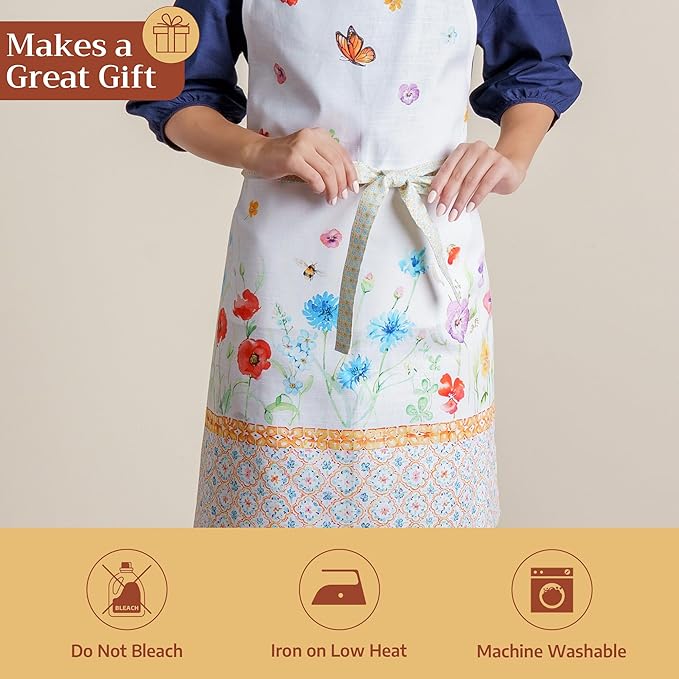 Maison d' Hermine 100% Cotton Apron for women with Pocket Kitchen Chef Apron for Men Cooking Mothers Day Gifts
