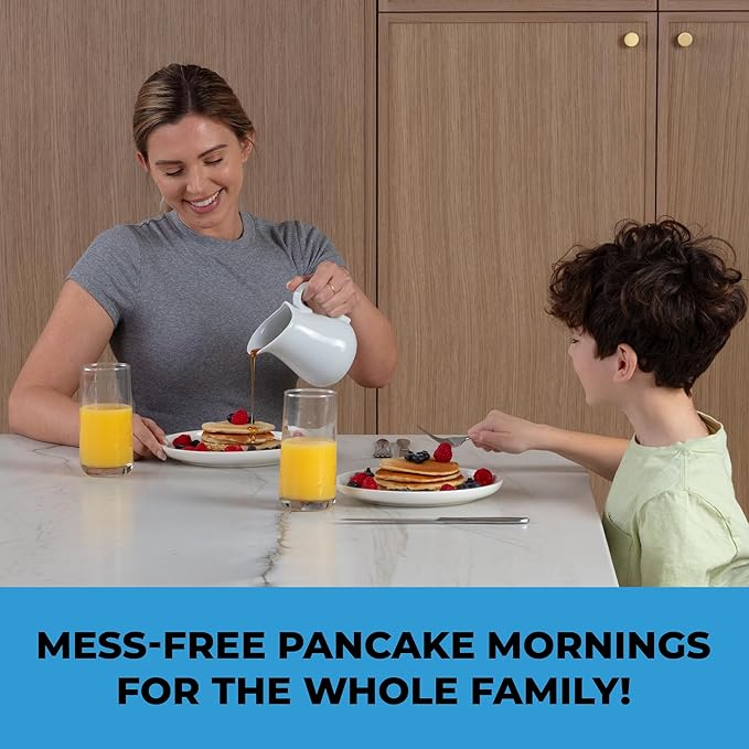 Pancake Batter Dispenser - Kitchen Must Have Tool for Perfect Pancakes, Cupcake, Waffle, Muffin Mix, Cake & Crepe - Easy Pour Baking Supply for Griddle - Pancake Maker with Measuring Label (Turquoise)