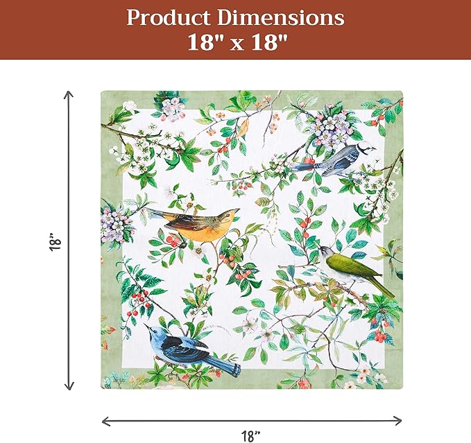 Maison d' Hermine Cloth Napkins Set of 4 100% Cotton Everyday Reusable Square Napkins Cloth Washable Dinner Party Wedding Restaurant Gifts for Mothers Day Spring/Summer (Mesange, 18" x 18")