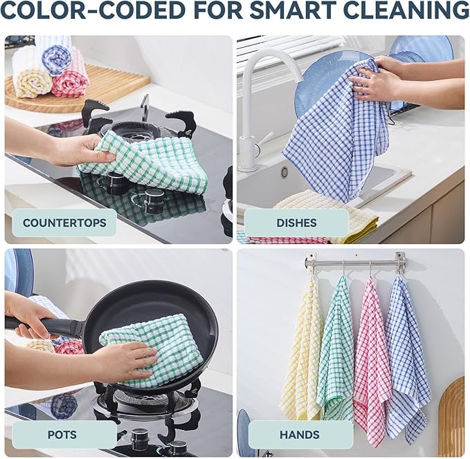 Egles 8 Packs Kitchen Dishcloths 15x27 Inches 100% Cotton Kitchen Dish Cloths for Washing Dishes Scrubbing Wash Cloths Dish Towels Sets (Mix Color)
