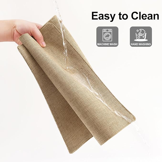 Homaxy Cloths Placemats for Dining Table Set of 4, Heat Resistant Washable Cotton Linen Blend Table Mats, Easy to Clean Place Mats for Indoor Outdoor Party Kitchen Decoration, 13" x 19", Flaxen