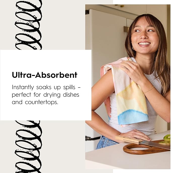 GEOMETRY Bar Towels for Kitchen - Spring & Summer Collection - Premium Towels for Cleaning Dishes & Glassware - Absorbent & Fast Drying Kitchen Towels - Soft Floral, 12" x 14" - 1-Piece