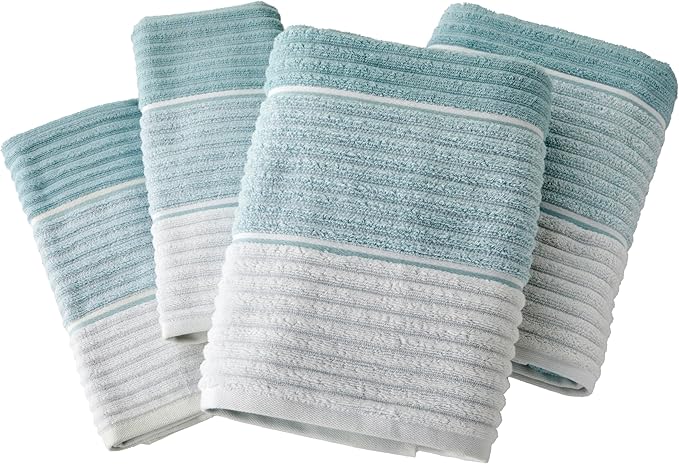 SKL Home Planet Ombre 2 Bath, 2 Hand Towel Set, Aqua