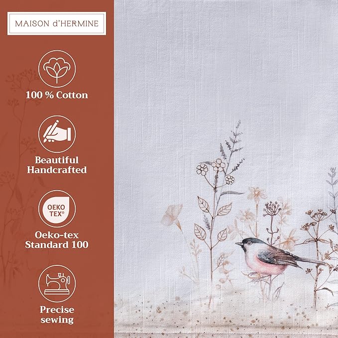 Maison d' Hermine Placemats Set of 4 100% Cotton Washable Cloth Place Mats Reusable Table Mats for Kitchen Dining Wedding Gifts for Mothers Day Spring/Summer (Meadow Florals - Brown, 13" x 19")