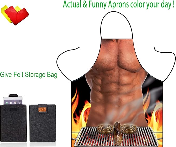 Funny Cute Cooking Apron for Men Women - Kitchen Adult Grillig BBQ Bib Apron for Cooking Baking Father's Day Birthday Present Gag Gift Party Costume