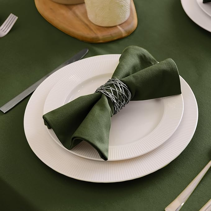 Encasa XO Leaf Green Cloth Napkins Set of 6, 17"x17" | Solid Color Cotton Dinner Napkins | Washable & Reusable Wedding Napkins for Holiday Dinners, Party, & Everyday Table Decor