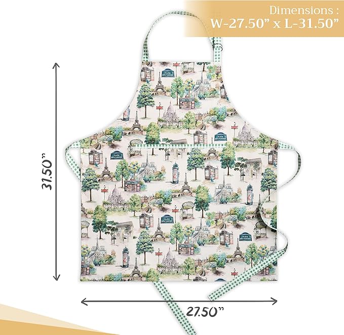 Maison d' Hermine 100% Cotton Apron for women with Pocket Kitchen Chef Apron for Men Cooking Mothers Day Gifts