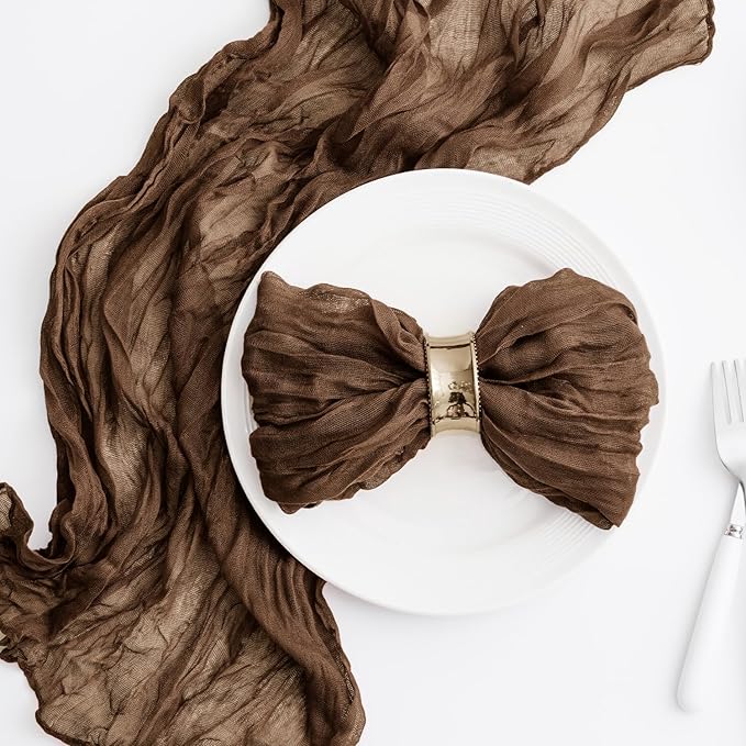 Brown 60 Pack Cheesecloth Napkins Washable 21x21 Inches Brown Cloth Napkins Set of 60 Dinner Table Napkins for Wedding Summer Bridal Baby Shower Rustic Boho Cotton Gauze Party Table Decor