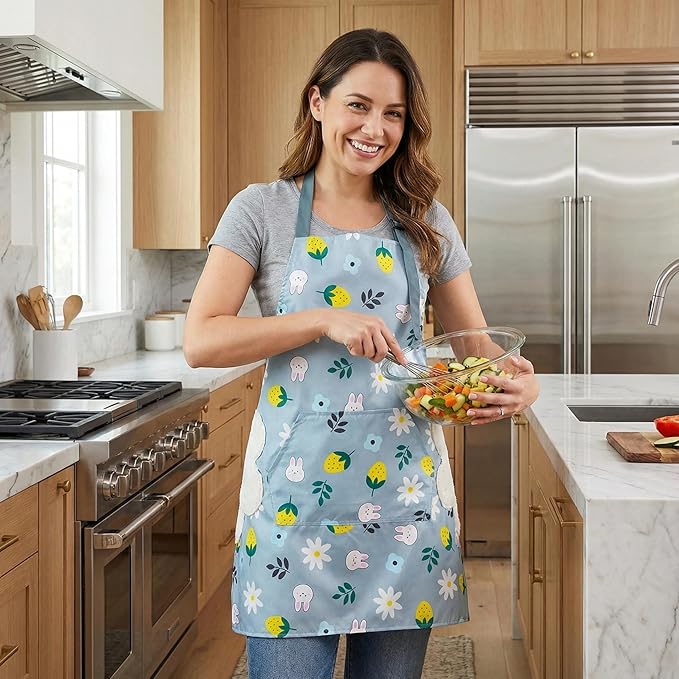 2 Pack Kitchen Apron with Hand Wipe,Water-drop Resistant with 2 Pockets Cooking Bib Aprons for Women Men Chef