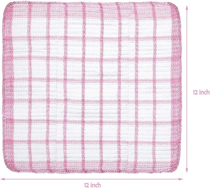 Boao 12 Pieces Kitchen Dish Cloths, Cotton, 4 Color, Square, 12" x 12", Absorbent, Reusable, Machine Washable, Kitchen Household Supplies
