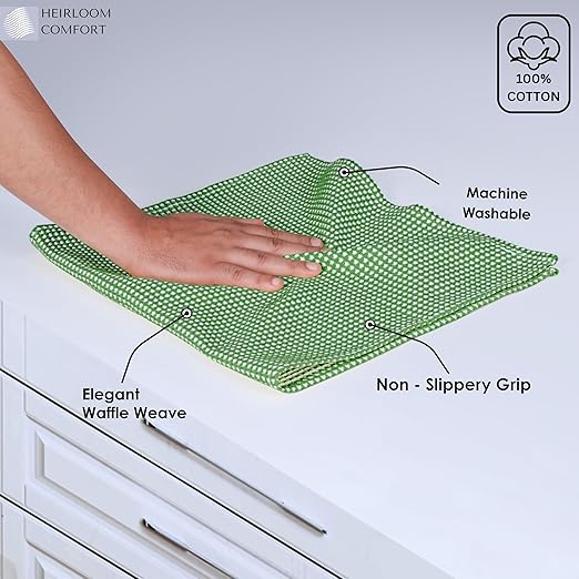 12 Pack Dual Tone Waffle Weave Dish Cloth, 12x12 Inches, 100% Cotton Dishcloth Set, Super Absorbent, Quick Drying, Soft Hand Towels for Cleaning, Washing, Durable, Mint Green