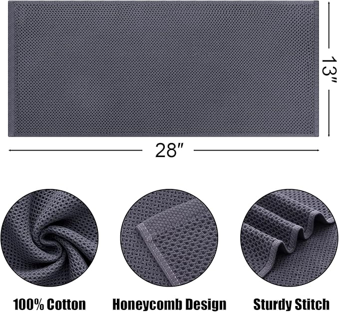Kitinjoy 100% Cotton Waffle Weave Kitchen Hand Towels (13 x 28 Inches, Multicolor), 4-Pack Super Soft and Absorbent Dish Towels for Drying Dishes