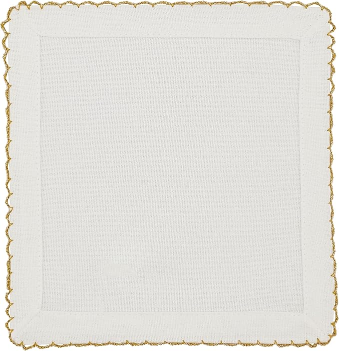 SARO LIFESTYLE Whip Stitched Table Napkins (Set of 4), Gold, 6" (1442.GL6S)