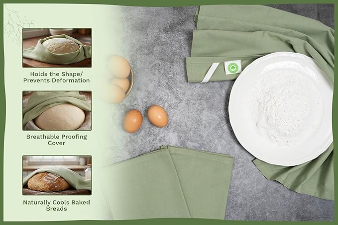 Sage Green Flour Sack Tea Towels - 100% Organic Cotton, 5 Pack, 27"x27", Highly Absorbent Dish Towels - Versatile Kitchen Towels for Baking - Customizable and Easy to Embroider (5 Pack - Sage Green)