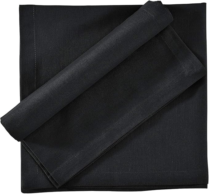 FINGERCRAFT Dinner Cloth Napkin Cotton Linen Blend 12 Pack Natural Premium Quality Mitred Corner for Every Day Use Pre Shrunk and Good Absorbency 18x18 in Easter Color Black