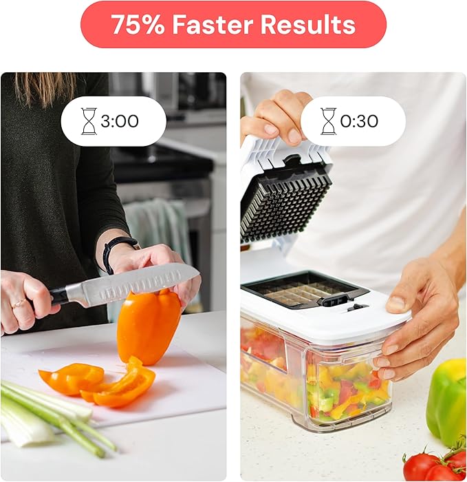 Fullstar Mandoline Slicer for Kitchen - Vegetable Chopper, Onion Potato Food Veggie Fruit Slicer and Cutter with Container, Kitchen Gadgets & Gifts, Home Essentials (4 in 1, Black/White)