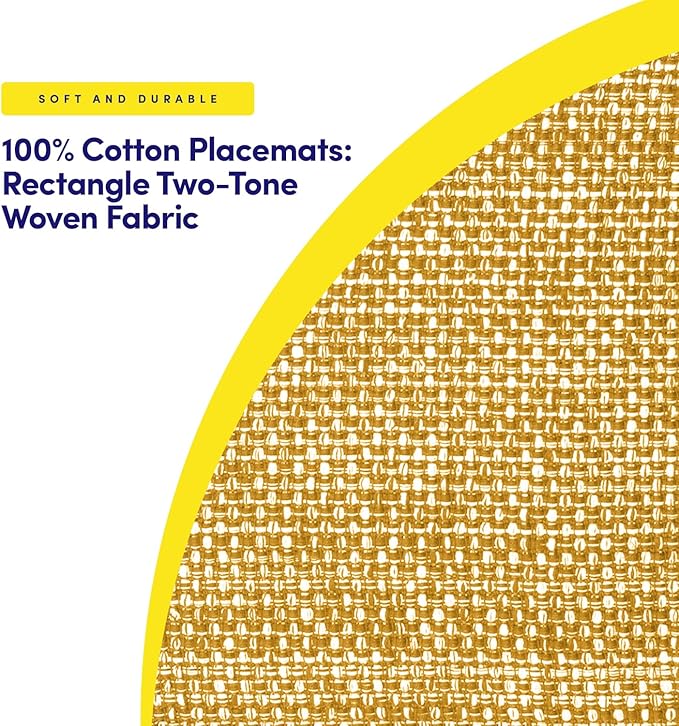 Sweet Home Collection 100% Cotton Placemats for Dining Room Rectangle Two Tone Woven Fabric 13" x 19" Soft Durable Table Mat Set, Set of 4, Orange