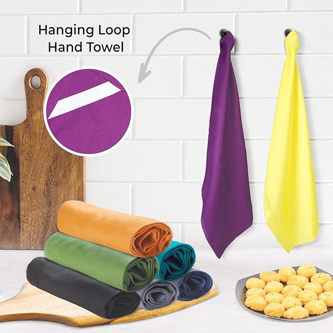 Urban Villa Kitchen Towels 100% Cotton Dish Towels for Kitchen(Set of 12)20”x30” Dish Cloths Highly Absorbent Kitchen Linen Set with Hanging Loop Perfect for Drying Dishes Cleaning Hand Towels – Multi