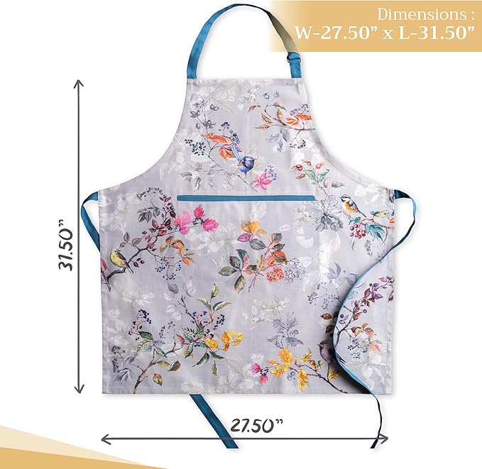 Maison d' Hermine 100% Cotton Apron for women with Pocket Kitchen Chef Apron for Men Cooking Mothers Day Gifts